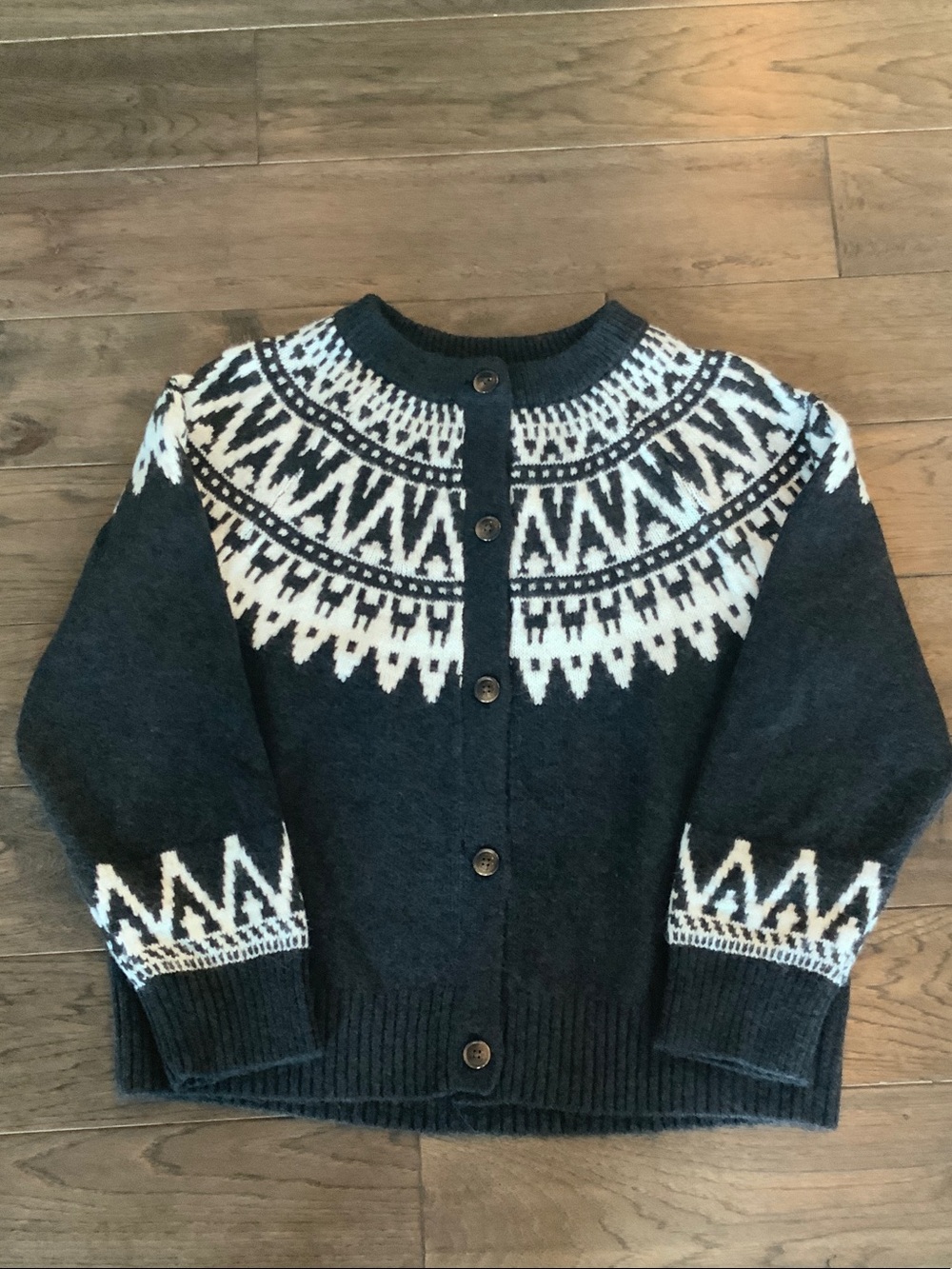 Sanctuary charcoal and White Nordic Knit Cardigan